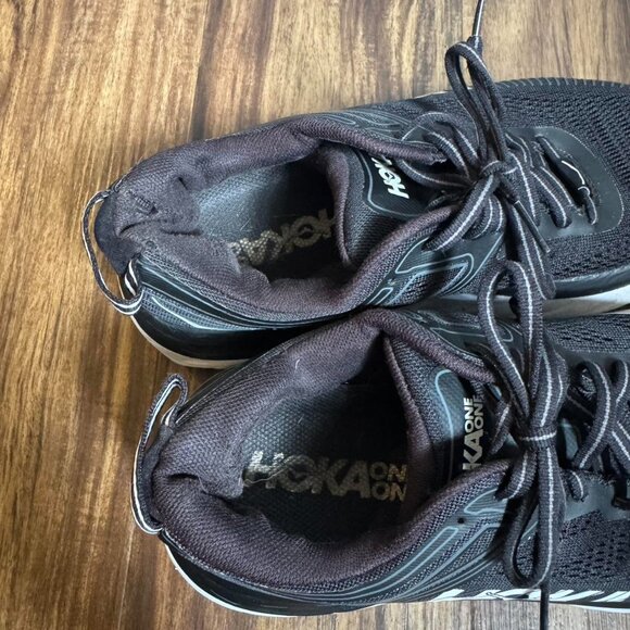 Hoka Bondi 7 black and white running sneakers trainers size women’s 7.5E - Picture 8 of 8